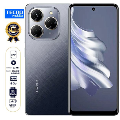 Image de Tecno Spark 20 Pro - 256Go - 8Go RAM - 6.78" - 108MP/32MP - Dual Sim - 5000mAh - Garantie 12 mois