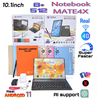Agrandir l'image de Tablette Idino Notebook Mate 4x 5G avec clavier - 10,1" - 512 Go ROM - 8 Go RAM - Double SIM - 10000 mAh Image de Tablette Idino Notebook Mate 4x 5G avec clavier - 10,1" - 512 Go ROM - 8 Go RAM - Double SIM - 10000 mAh
