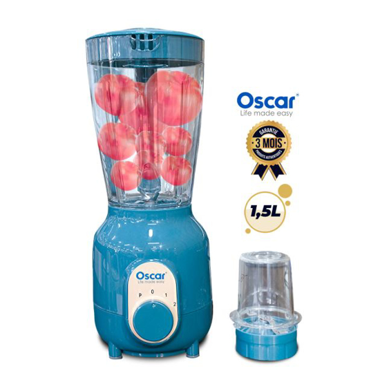 Image sur Blendeur - Mixeur OSCAR - OSC-25PP-A - 300-350 watts - 2 Vitesses - Bol plastique 1,5 Litres - Garantie 3 mois