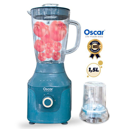 Image de Mixeur Oscar OSC‑19PP – 1,5 L – 300–350 W – 2 vitesses – Protection contre la surchauffe – Bol plastique + broyeur à sec – Garantie 3 mois