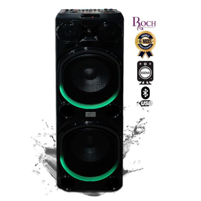 Image de Enceinte rechargeable Roch avec micro - RPS-12M2 - 100 Watt - Bluetooth /USB/AUX /SD-carte - Garantie 6 mois