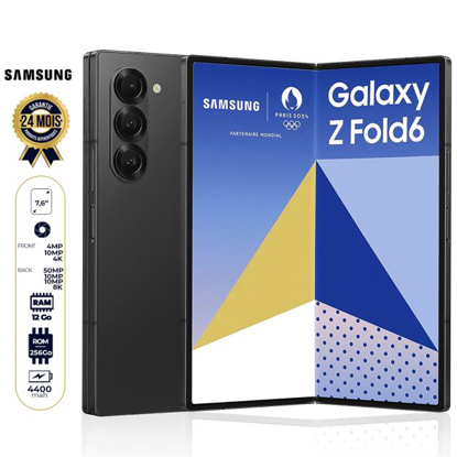 Image de Samsung Galaxy Z Fold6 - 256 Go - 12Go RAM - Ecran AMOLED dynamique pliable 2X - 7.6" - 2 Nano SIM - 50MP+10MP+12MP/4MP+10MP - 4400mAh - Garantie 24 mois