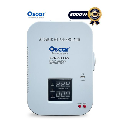 Agrandir l'image de Régulateur de tension mural - OSCAR - 5000 VA - OSC-5000 - Garantie 6 Mois Image de Régulateur de tension mural - OSCAR - 5000 VA - OSC-5000 - Garantie 6 Mois