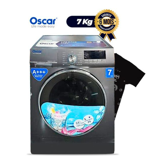Image sur Machine à laver automatique Oscar OSC‑FL XG70 – 7 kg – Classe A+++ – 1400 tr/min – 12 programmes – Garantie 6 mois