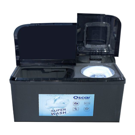 Image sur Machine à laver semi-auto Oscar OSC‑TTB‑XP12 – 12 kg – Lavage et essorage séparés – 340 W lavage + 135 W essorage – Noir – Garantie 6 mois