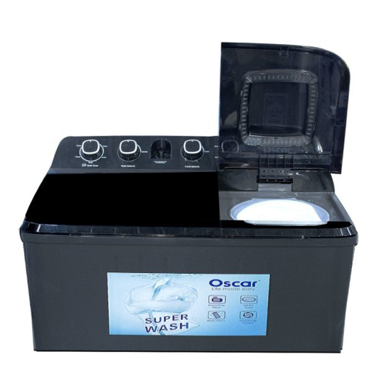 Image sur Machine à laver semi-auto Oscar OSC‑TTB‑XP12 – 12 kg – Lavage et essorage séparés – 340 W lavage + 135 W essorage – Noir – Garantie 6 mois