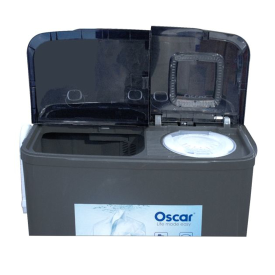 Image sur Machine à laver semi‑automatique Oscar OSC‑TTB‑XP8 – 8 kg – 370 W lavage + 135 W essorage – Pression eau 0,6 MPa – Noir – Garantie 6 mois