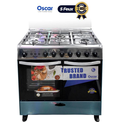 Image de Cuisinière Oscar - 5 Foyers  - Avec Porte bouteille à Gaz - 60 x 90 cm- Argent - Garantie 6 Mois