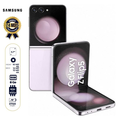 Image de Samsung Galaxy Z Flip 5 - 512 Go/8Go RAM - 6.7" - (1 Nano Sim et 1 eSim) - 12MP+12MP 4K/10MP 4K - 3700mAh - 24 Mois Garantie