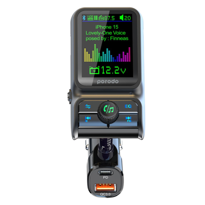 Agrandir l'image de Chargeur de voiture double port Porodo, transmetteur FM PD 36 W, QC 18 W – Noir- Garantie 3 mois Image de Chargeur de voiture double port Porodo, transmetteur FM PD 36 W, QC 18 W – Noir- Garantie 3 mois