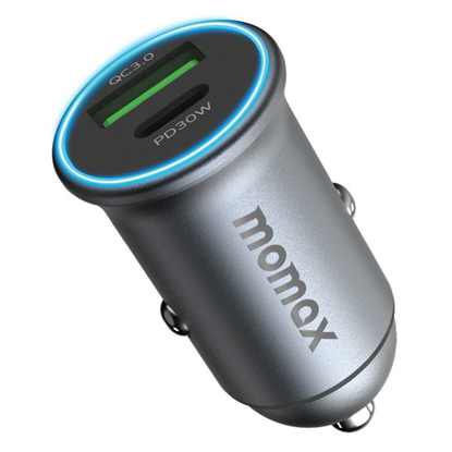 Agrandir l'image de Chargeur de voiture Momax MoVe 2 ports 30W - Gris - Garantie 3 mois Image de Chargeur de voiture Momax MoVe 2 ports 30W - Gris - Garantie 3 mois