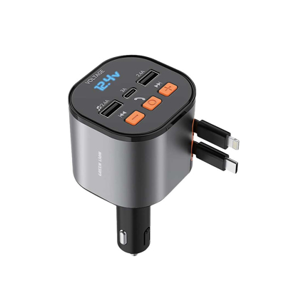 Agrandir l'image de Chargeur de voiture rétractable Green Lion FM 50 W - Noir- Garantie 3 Mois Image de Chargeur de voiture rétractable Green Lion FM 50 W - Noir- Garantie 3 Mois