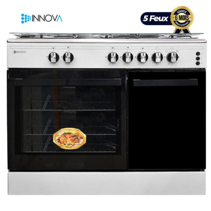Image de Cuisinière Innova - IN985 - 60*90 5foyers - Automatique + Porte Gaz - INOX - 06Mois Garantis