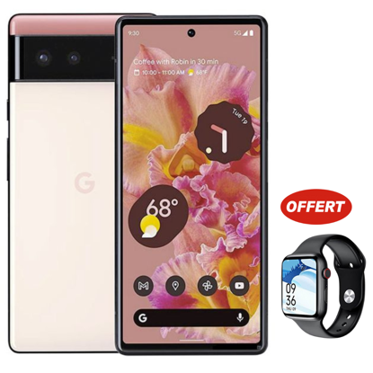 Agrandir l'image de Packs Google Pixel 6 5G - 6,4" - 128 Go/8Go RAM - 50MP/8MP  - 4614mAh( Occasion ) + Montre connectée - Garantie 3 Mois Image de Packs Google Pixel 6 5G - 6,4" - 128 Go/8Go RAM - 50MP/8MP  - 4614mAh( Occasion ) + Montre connectée - Garantie 3 Mois