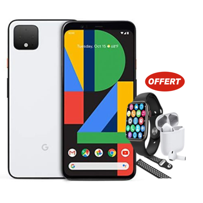 Agrandir l'image de Packs GOOGLE PIXEL 4XL - 6.3" P-OLED  - 128 Go/6Go RAM - 12.2MP/8MP - 3700mAh + Montre connectée et Earpods - Garantie 3 Mois Image de Packs GOOGLE PIXEL 4XL - 6.3" P-OLED  - 128 Go/6Go RAM - 12.2MP/8MP - 3700mAh + Montre connectée et Earpods - Garantie 3 Mois