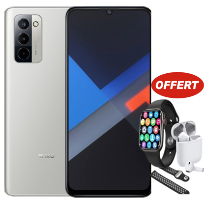 Image de Packs Smartphone Wiko 10 - 128 Go - 4Go RAM - 5000 mAh  + Montre connectée W26 Pro Max + Earpods gratuits  - Garantie 3 Mois