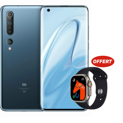 Image de Packs Smartphone Xiaomi Mi 10 - 256Go/8Go RAM - 108MP - 4780mAh + Montre connectee 2023 T800 ultra serie 8 - Garantie 3 Mois