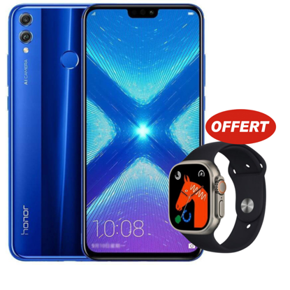Image de Packs Huawei Honor 8X - 2SIM - 128GB ROM - 6GB RAM - 20+2MP - 3750mAh + Montre connectee 2023 T800 ultra serie 8 -Garantie