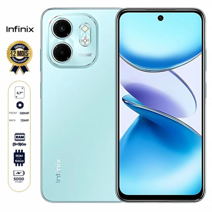 Image de Infinix Smart 9 - 128 Go - 3Go + 3Go RAM extensible - 6,7" - 5000mAh - 13MP/8MP - Dual Nano SIM - Empreinte digitale - Garantie 12 Mois