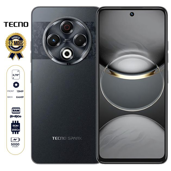 Image sur Tecno Spark 30 - 256 Go - 8 Go + 8 Go RAM extensible - 6,78" - 64 MP/13 MP - Dual Nano Sim - 5000 mAh - Avec empreinte digitale - 12 mois de garantie