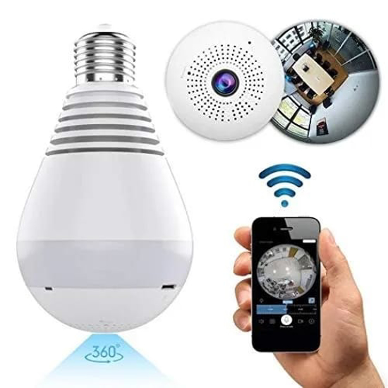 Image sur Caméras de sécurité à domicile Système de surveillance, Ampoule espion panoramique avec vision nocturne Vue à distance moniteur pour bébé/animal domestique Intérieur