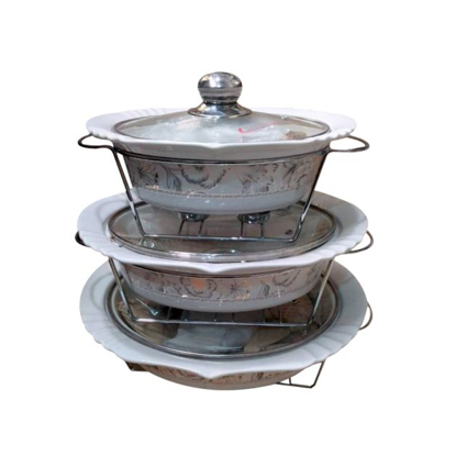 Image de Plats de service avec support - cassable - 3 pièces - 1 mois de garantie