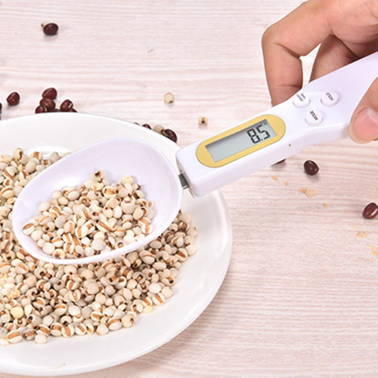 Image sur Balance De Cuillère De Mesure électronique, Outil De Balance De Pesage LCD Affichage Numérique échelle De Cuillère Portable 500g / 0.1g pour Ustensiles De Cuisine Blanc