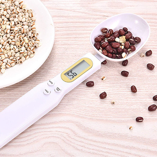 Image sur Balance De Cuillère De Mesure électronique, Outil De Balance De Pesage LCD Affichage Numérique échelle De Cuillère Portable 500g / 0.1g pour Ustensiles De Cuisine Blanc