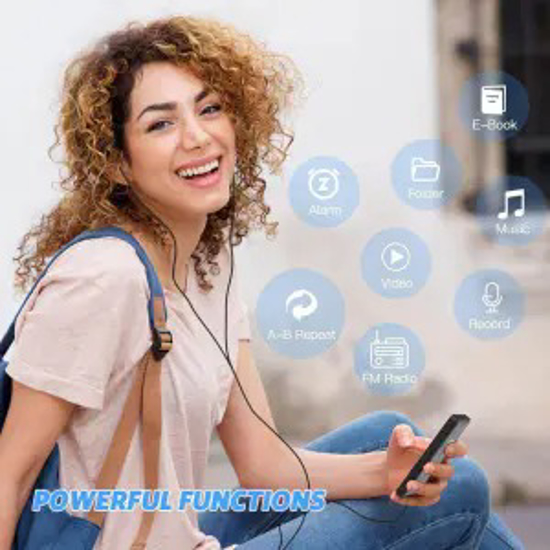 Image sur Lecteur MP3 MP4 avec Bluetooth 5.0, écran LCD 1,77 pouces, lecteur de musique numérique HiFi sans perte, support radio FM, enregistreur, ebook, haut-parleur HD, sport, et autres)
