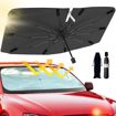 Image sur Pare-soleil pliable pour pare-brise de voiture, protection UV, isolation thermique, pour pare-brise de voiture, camion, voiture (grand modèle)