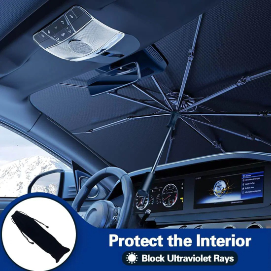 Image sur Pare-soleil pliable pour pare-brise de voiture, protection UV, isolation thermique, pour pare-brise de voiture, camion, voiture (grand modèle)