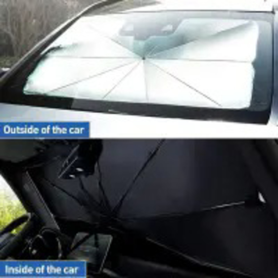 Image sur Pare-soleil pliable pour pare-brise de voiture, protection UV, isolation thermique, pour pare-brise de voiture, camion, voiture (grand modèle)