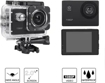 Image sur Caméra d’action Full HD 2 pouces, caméra de sport 1080p 12 MP, étanche jusqu’à 30 m/98 pi avec grand angle de 140 degrés et kit de montage pour vlogging, plongée, vélo et escalade
