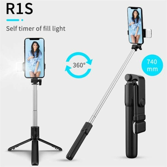 Image sur Perche A Selfie Portable Avec Lumière d’Appoint Mini Support De Téléphone Télécommande Bluetooth Sans Fil Pour La Diffusion En Direct