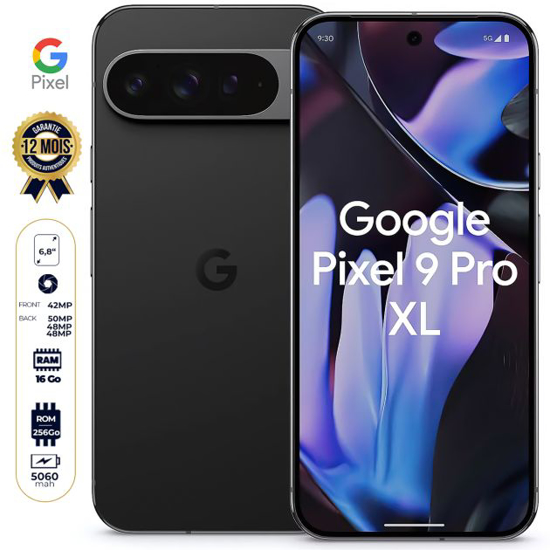 Image sur Google Pixel 9 Pro XL - Ecran 6.8'' LTPO OLED 120Hz - 256Go / 16Go RAM - 50 MP+48 MP+48 MP / 42 MP - 5060 mAh - 6 Mois