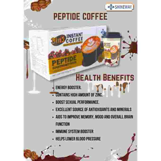 Image sur SHINE WAY, Peptide Ginseng Et Café Aux Huîtres Arabica 3en1,20 Sachets