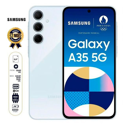 Image de Samsung Galaxy A35 5G - 128 Go - 8Go RAM - 6.6" - Dual Nano SIM - 50MP+8MP+5MP 4K/13 MP - 5000mAh - Garantie 12 Mois