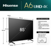 Image sur TV SMART HISENSE 85A6N - 4K UHD - Direct LED - 85 pouces - VIDAA U 7.6