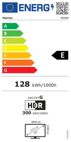 Image sur TV SMART HISENSE 85A6N - 4K UHD - Direct LED - 85 pouces - VIDAA U 7.6