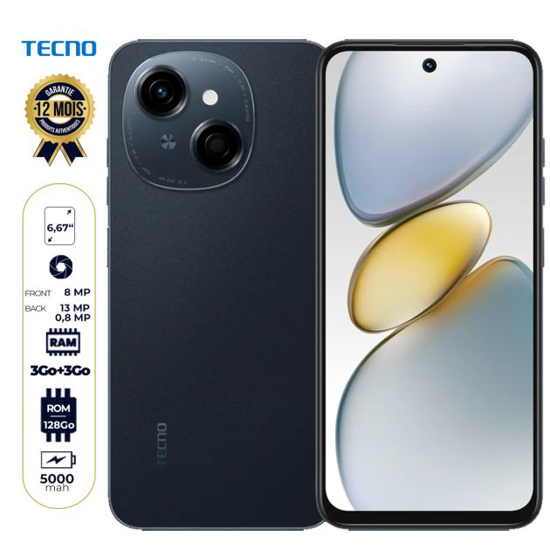 Image sur Tecno Pop 9  - 128 Go - 3 Go + 3 Go de RAM - 6,67" - 13MP/8MP - 5000 mAh - Double Nano sim - 4G LTE  - Garantie 12 mois