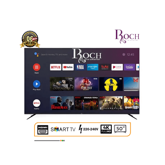 Image sur Smart TV ROCH RH-LE50DSA-B - 50 pouces - Ultra HD - Tuners TV  DVB-T2/S2 - 06 Mois garantie