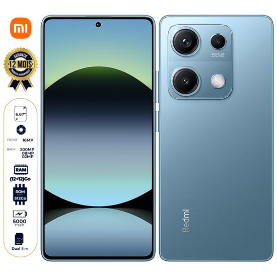 Image sur Xiaomi Redmi Note 14s version globale – 4G – 512 Go – 12 + 12 Go RAM – 6.67" AMOLED, 120Hz – 2 Nano SIM – 200 MP + 8 MP + 2 MP / 16 MP – 5000mAh – Garantie 12 mois