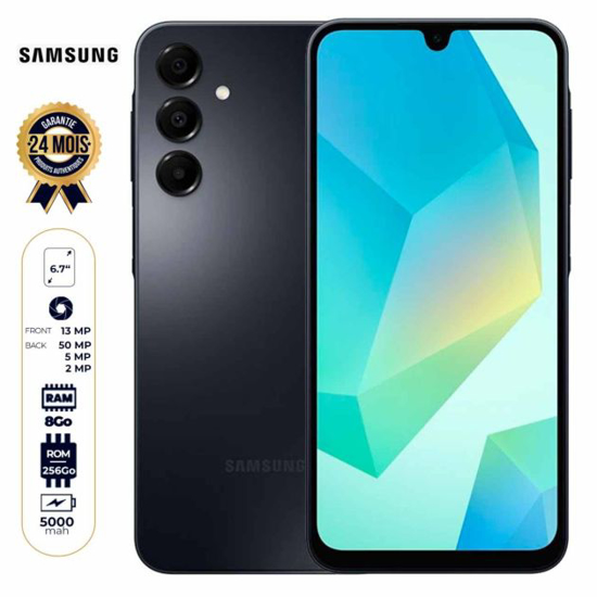 Image sur Samsung Galaxy A16 4G - 256 Go - 8Go RAM - 6,7 pouces - 50 MP + 5 MP + 2 MP/13MP  - 5000 mAh - Garantie 24 Mois + 30 Go de connexion offerte + une pochette