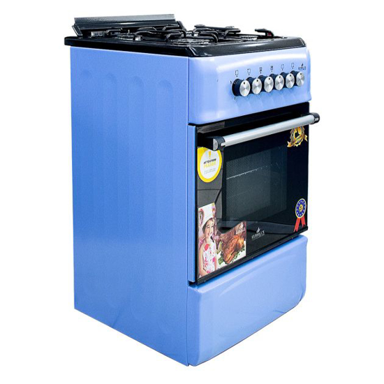 Image sur Cuisinière à gaz EUROLUX F5S40G2 – 4 foyers – 50 × 55 cm – Allumage manuel – Four haut/bas – Inox– Garantie 6 mois