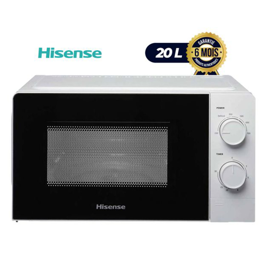 Image sur Micro-ondes Hisense H20AUWS – 20 L – 700 W – 11 niveaux – 6 menus automatiques – Garantie 6 mois