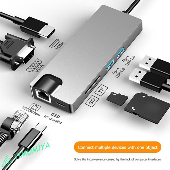 Image sur Adaptateur Type-C Vers HDMI 8 En 1