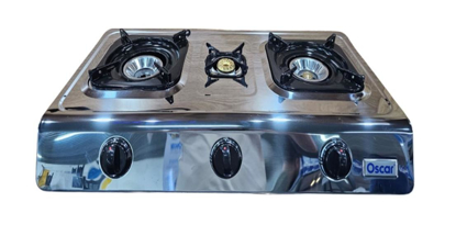 Image de Plaque à Gaz Oscar OSC‑302 – 3 Foyers Inox, Allumage Auto, Pression 2800 Pa, ~12 kW – Garantie 6 Mois