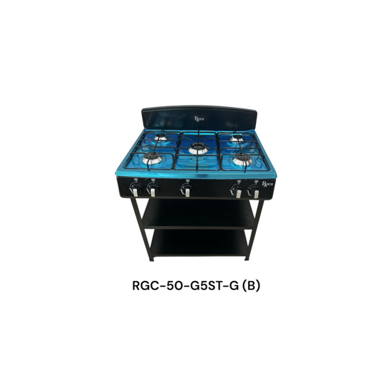 Image sur Cuisinière à gaz Roch RGC‑50G5ST (B) – 5 foyers 50×50 cm – Noir – Garantie 6 mois