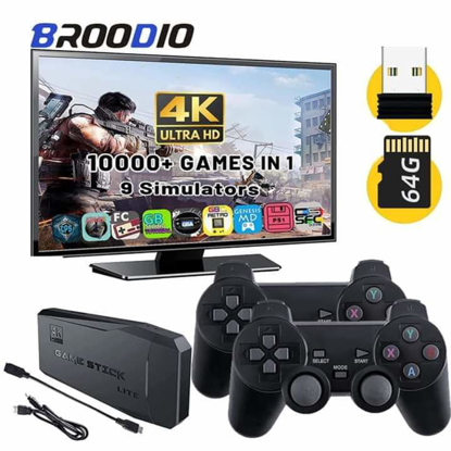 Agrandir l'image de console de jeux video hdmi 4k retro avec deux manettes sans fil 10000 jeux Image de console de jeux video hdmi 4k retro avec deux manettes sans fil 10000 jeux