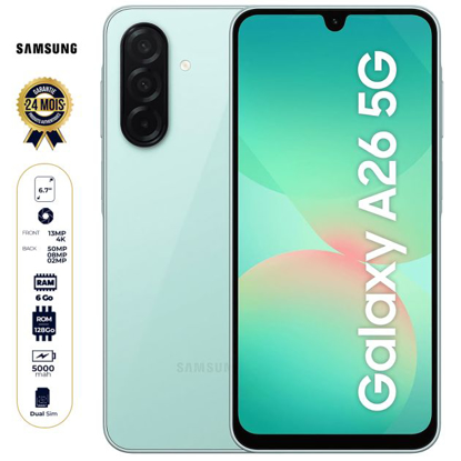 Image de Samsung Galaxy A26 5G - 128GB ROM - 6GB RAM - 2SIM - 50+8+2MP - 5000mAh - Garantie 24 Mois